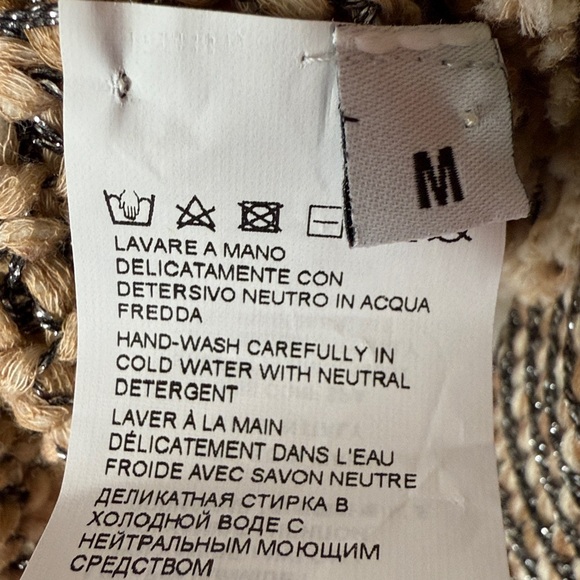 Pinko Tweed Cropped Cardigan Sweater Fringe Metallic Preppy Quiet Luxury Italy - Picture 10 of 10